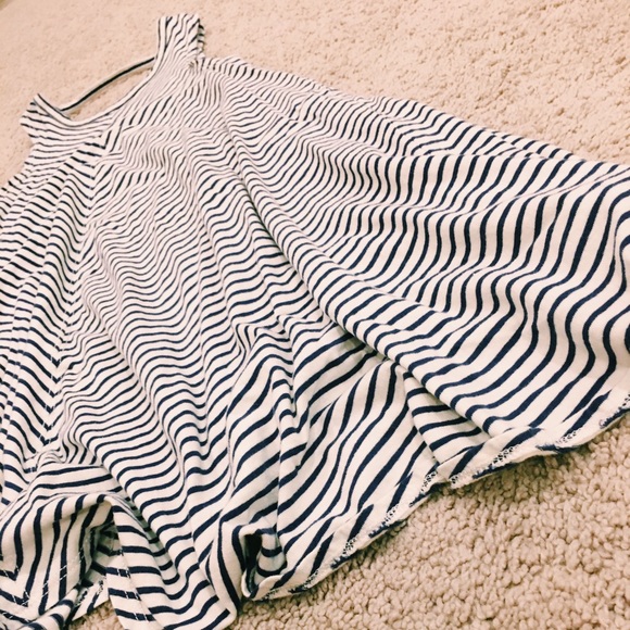 White & Navy Striped Dress - Picture 3 of 5